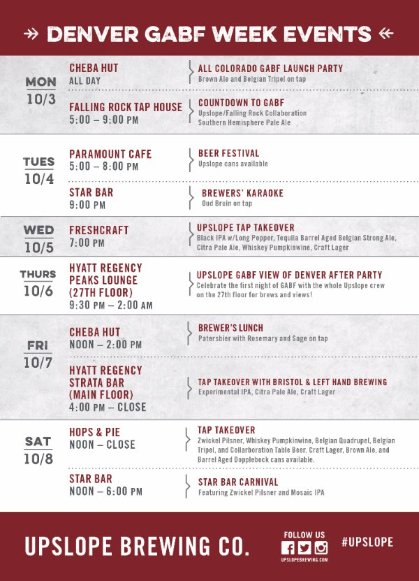 Upslope GABF 2016 Denver Events
